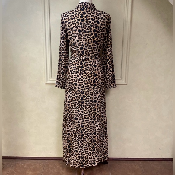 Zara Animal Print Midi Button-Front Belted Shirt Dress - Picture 5 of 8
